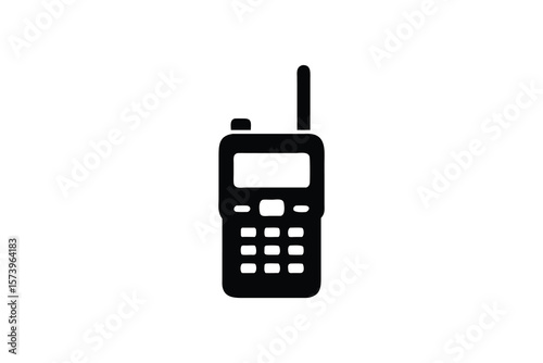 Professional Two-Way Radio Icon:  Clean, Minimalist Black and White Design,  Illustrating Communication, Technology, and Security for Business and Emergency Services Applications.