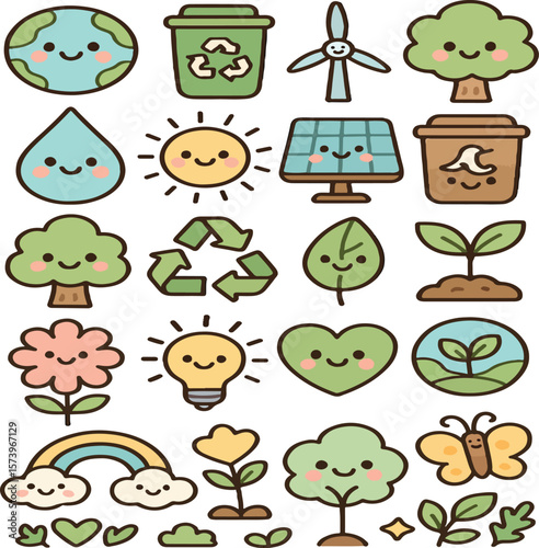 A vector set of funny cartoon monster characters and animal faces perfect for kids' design