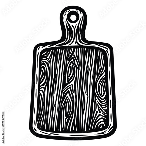 Black and white cutting board icon kitchen cooking