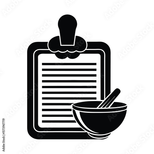 Black and white icon of recipe preparation vector