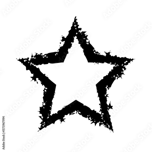 Stencil Star Frame Dirty Texture Border, Black Brush frame