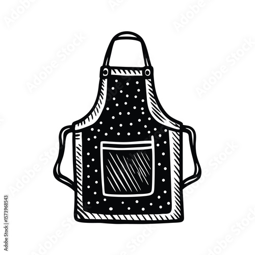Black and white polka dot apron with pocket cooking