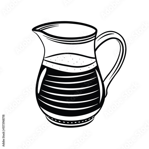 Black and white striped pitcher with liquid stripes