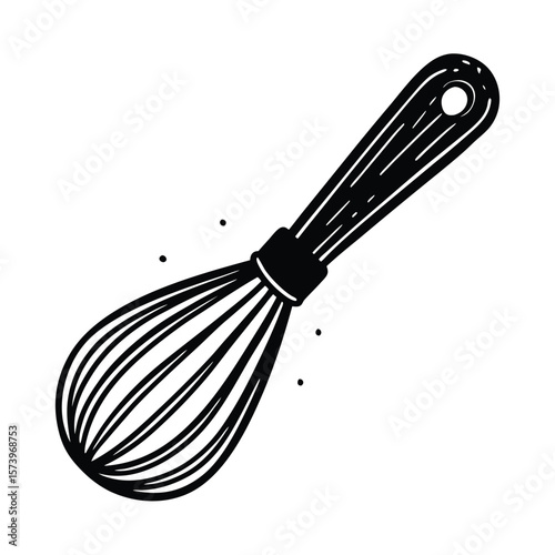 Black and white whisk icon kitchen utensil cooking
