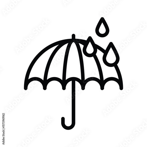 An editable outline icon of rain umbrella
