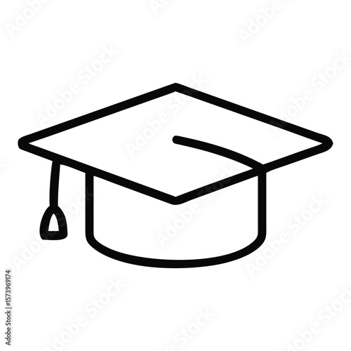 Simple graduation cap icon outlined in black on white background representing education