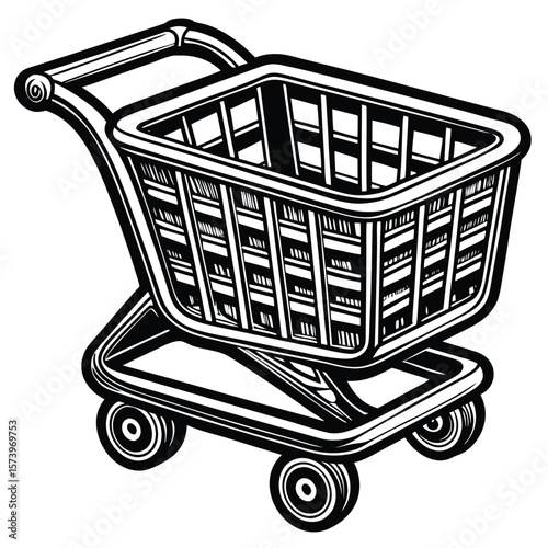 Black white shopping cart icon trolley basket