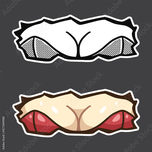 set of breast anime girl good for sticker, t shirt design, decals, print design, etc