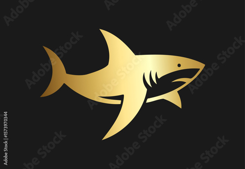 Elegant Golden Shark Silhouette Logo on Black Background for Premium Branding and Design