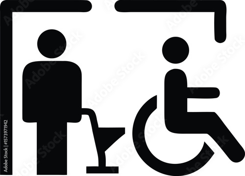Accessibility Icon: This stark, black-and-white icon communicates the availability of accessible facilities, clearly signaling inclusivity. A universal symbol.