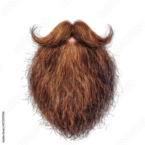 A magnificent long red beard on black background isolated on a transparent background