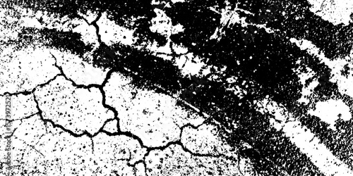 Cracked motor oil slick pattern on wet tarmac for grunge textures and design