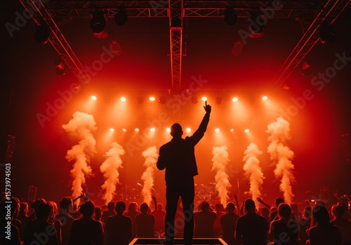 Silhouette of a Singer on Stage During a Concert