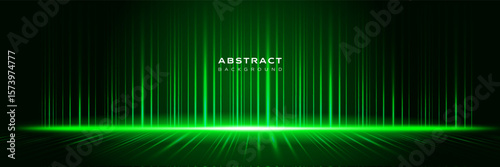 Studio green background, stage, show, curtain, performance, laser light effects, perspective, neon, futuristic, product, banner, website, cover, presentation, vector