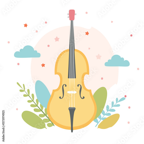 Cute cello violin flat vector