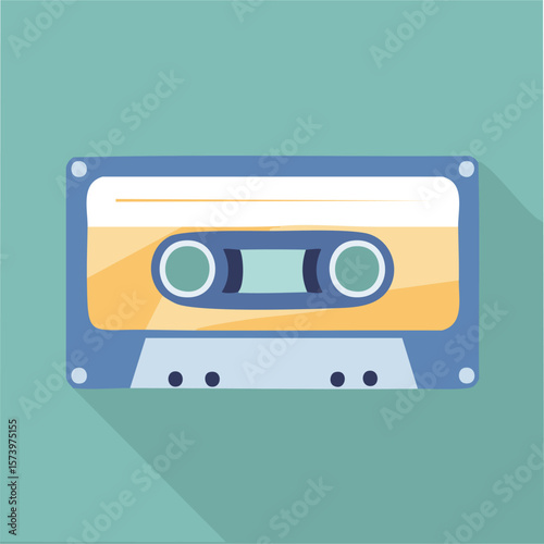 Cute cassette tape flat vector