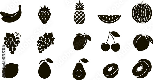Vector art of fruit icons on isolated background