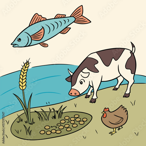 set of different animals