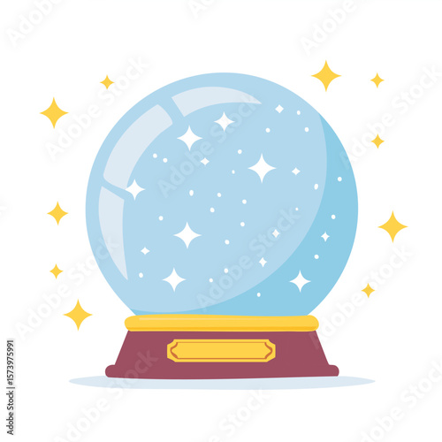 Cute crystal ball flat vector