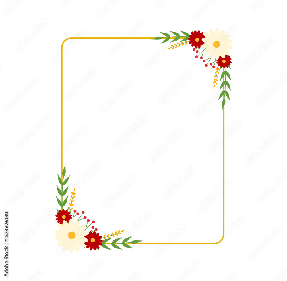 Fototapeta premium Floral Border Design for Printable Invitations and Cards