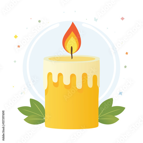 Cute candle flat vector