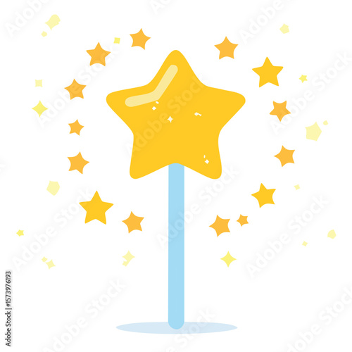 Cute star wand flat vector