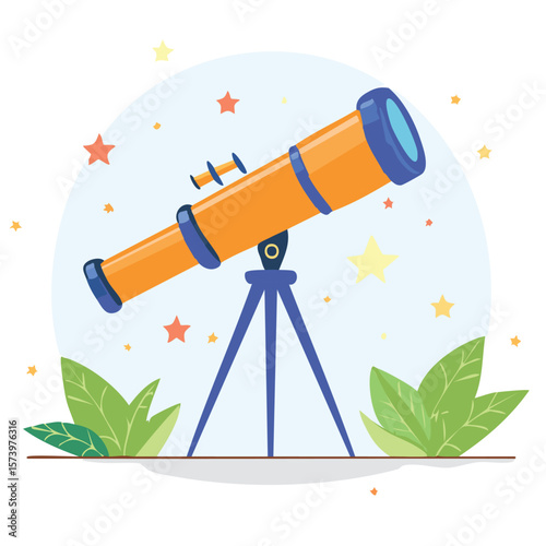 Cute telescope flat vector