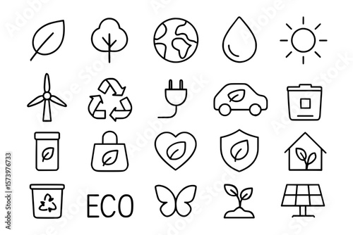 vector set of ecology icons