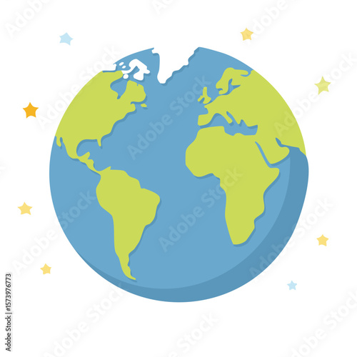 Cute globe flat vector