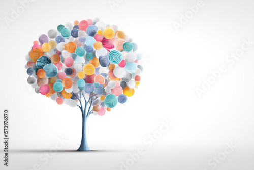 Conceptual Communication Tree with Icons and White Background