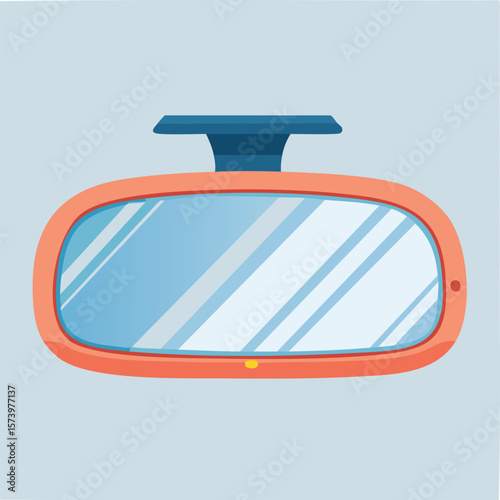 Cute car mirror flat vector