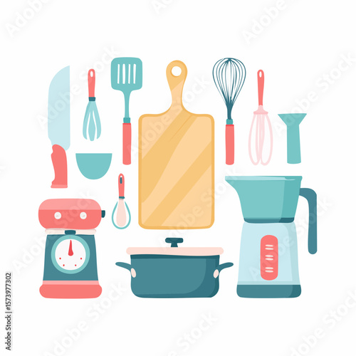 Delightful Baking & Cooking Utensils A Colorful Collection of Kitchen Essentials