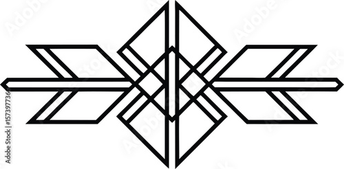 Vector art of a stylized geometric arrow symbol isolated on a white background.