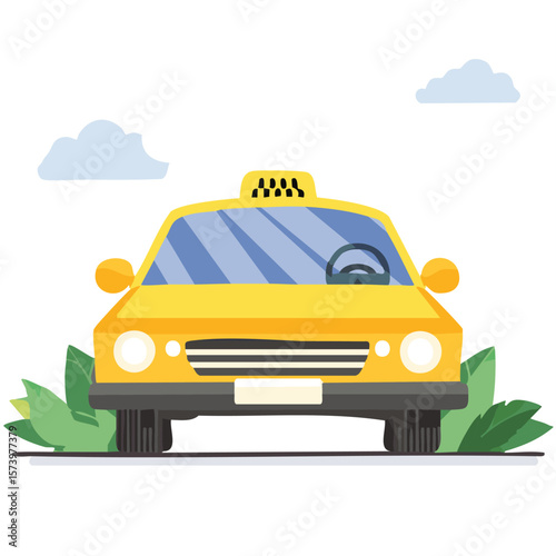 Cute taxi flat vector