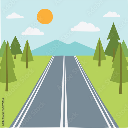 Cute road flat vector