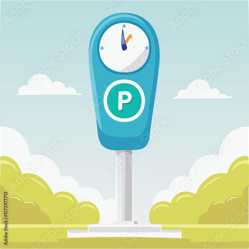 Cute parking meter flat vector