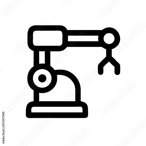 Industrial Robotic Arm Icon – Flat and Outline Automation Symbol