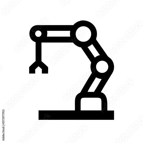 Industrial Robotic Arm Icon – Flat and Outline Automation Symbol