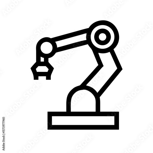 Industrial Robotic Arm Icon – Flat and Outline Automation Symbol
