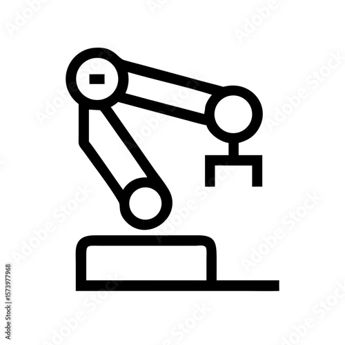 Industrial Robotic Arm Icon – Flat and Outline Automation Symbol