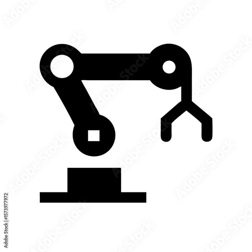 Industrial Robotic Arm Icon – Flat and Outline Automation Symbol
