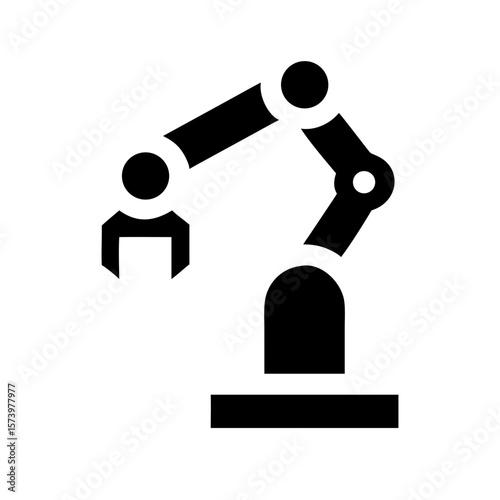 Industrial Robotic Arm Icon – Flat and Outline Automation Symbol Silhouette