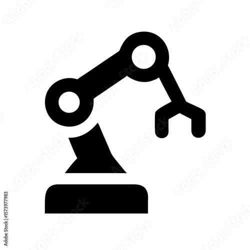 Industrial Robotic Arm Icon – Flat and Outline Automation Symbol