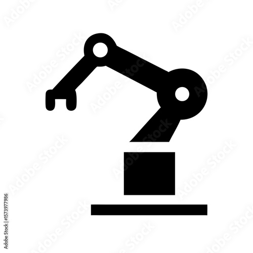 Industrial Robotic Arm Icon – Flat and Outline Automation Symbol