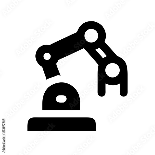 Industrial Robotic Arm Icon – Flat and Outline Automation Symbol
