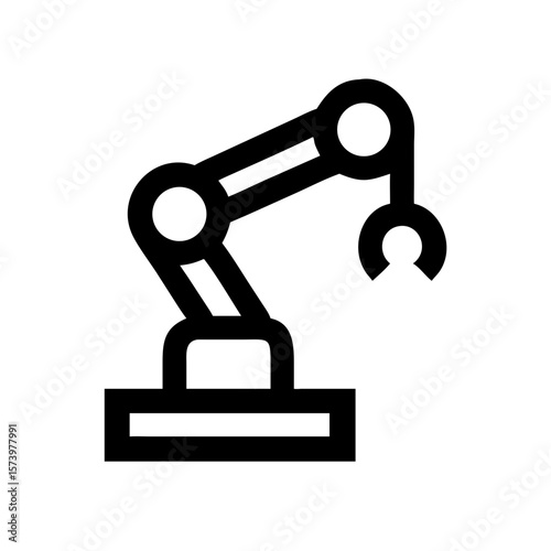 Industrial Robotic Arm Icon – Flat and Outline Automation Symbol