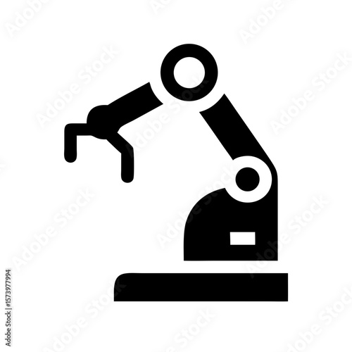 Industrial Robotic Arm Icon – Flat and Outline Automation Symbol
