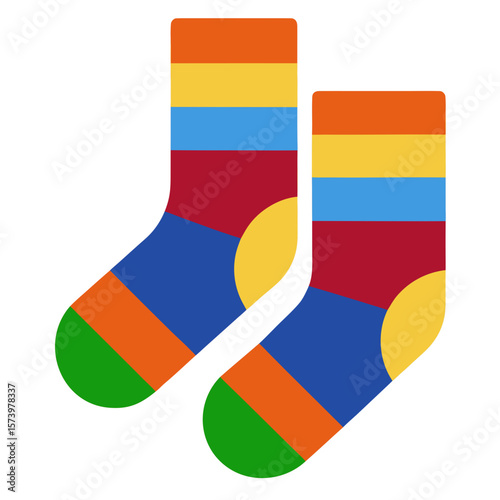 Pair of Colorful Socks  Icon Fun and Festive AI Graphic Design for Digital Use