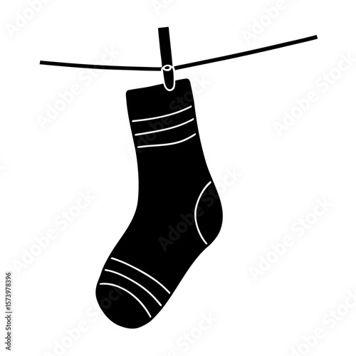 Sock Hanging on a Clothesline  Icon Fun and Festive AI Graphic Design for Digital Use