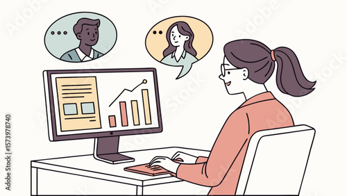 Smart Business Working with Online Video Conference – Remote Team Collaboration from Anywhere Using Internet Technology (AI Generated)